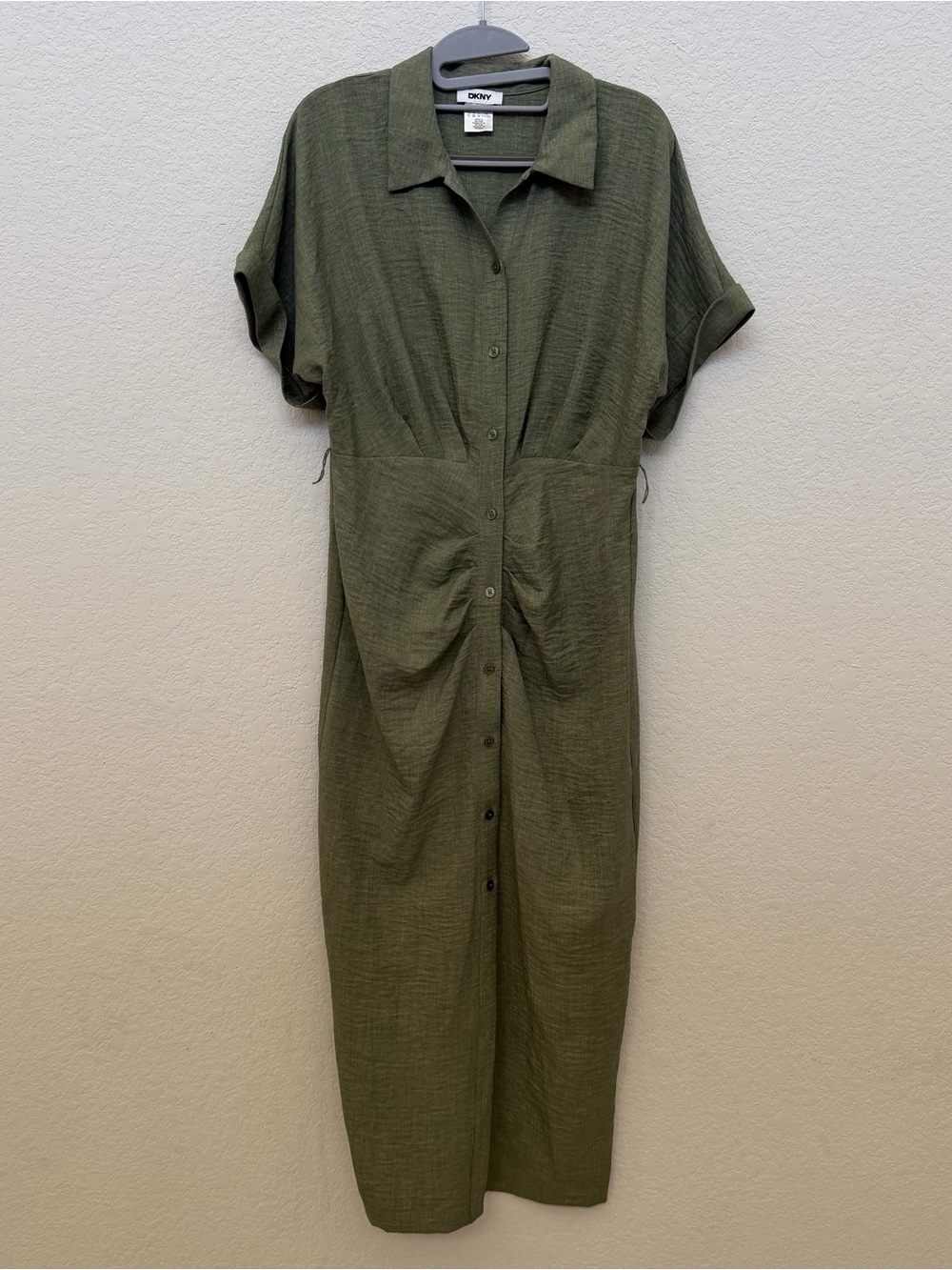 DKNY Olive Green Button-Front Dress